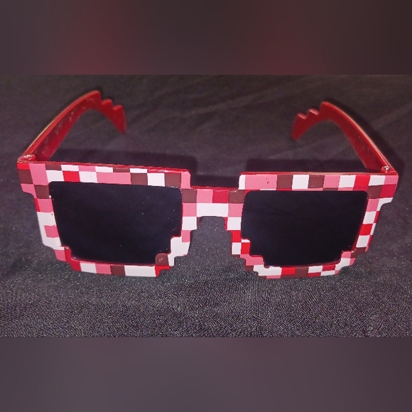 Pixelated Red and White Sunglasses - Picture 1 of 4